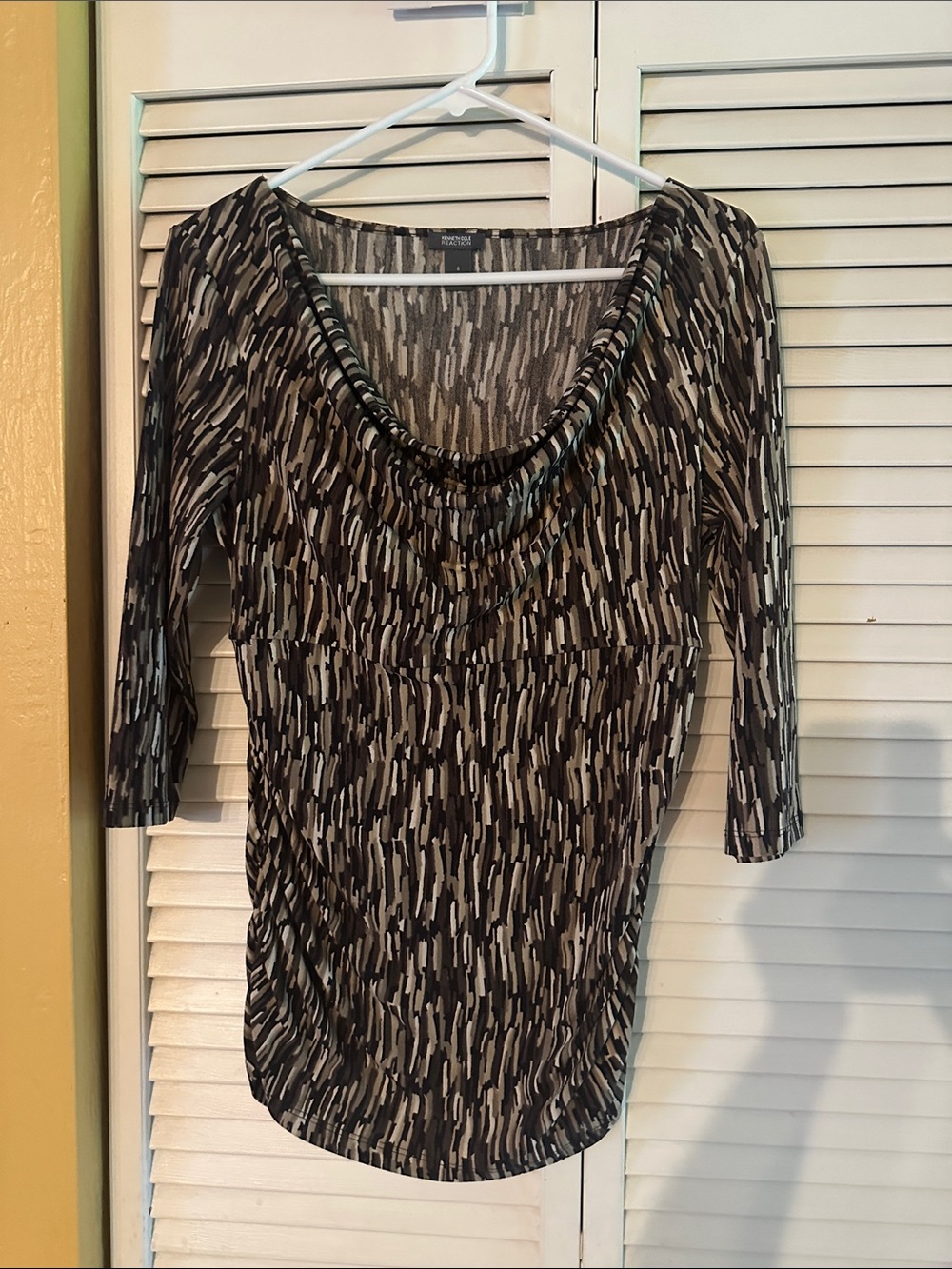 Kenneth Cole Reaction Brown and Black Printed Scoop Neck Tunic